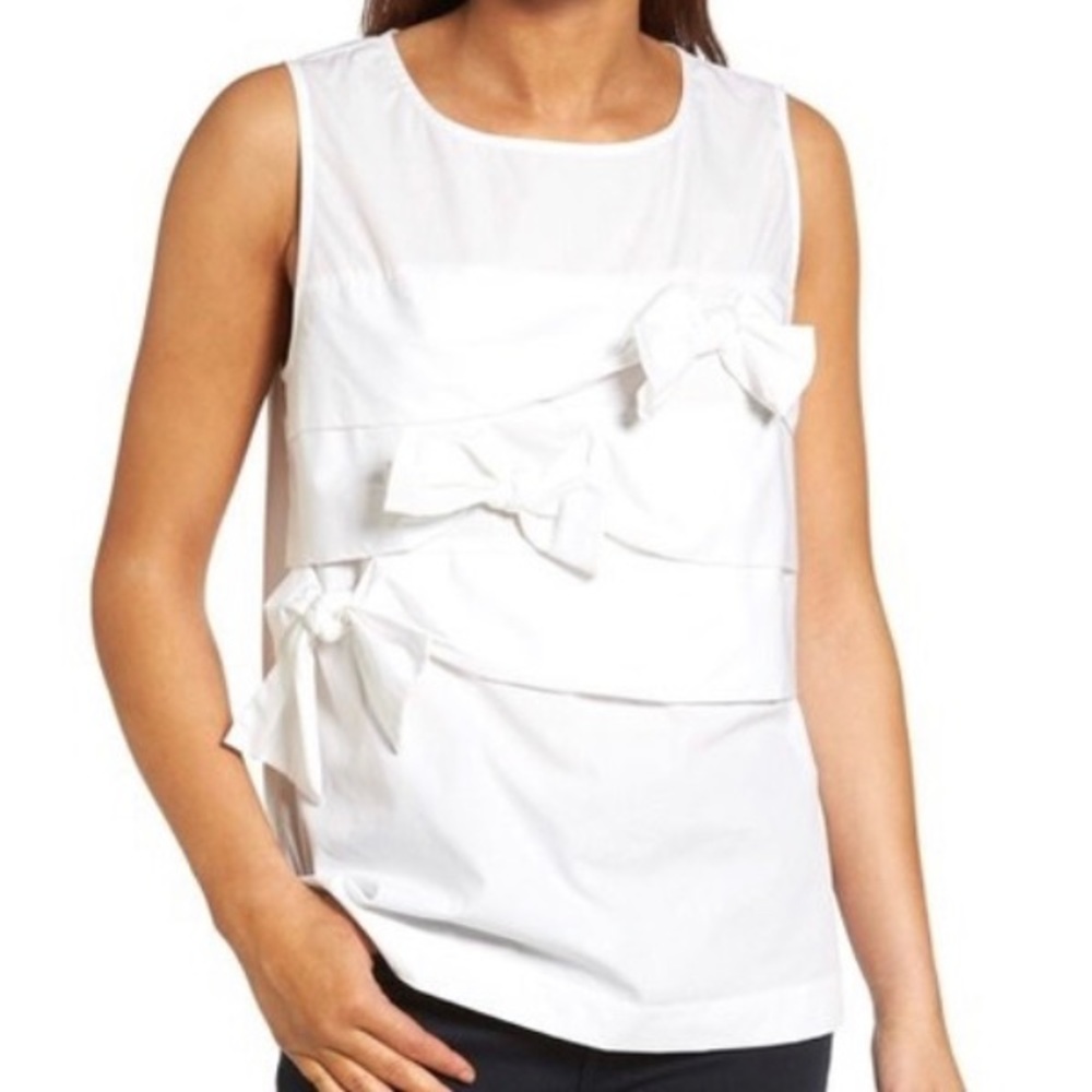 NWT Halogen Bow Front White Sleeveless Blouse